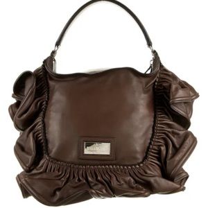 48 hour sale! VALENTINO Flamenco Lamb Leather Shoulder Bag in Chocolate Brown